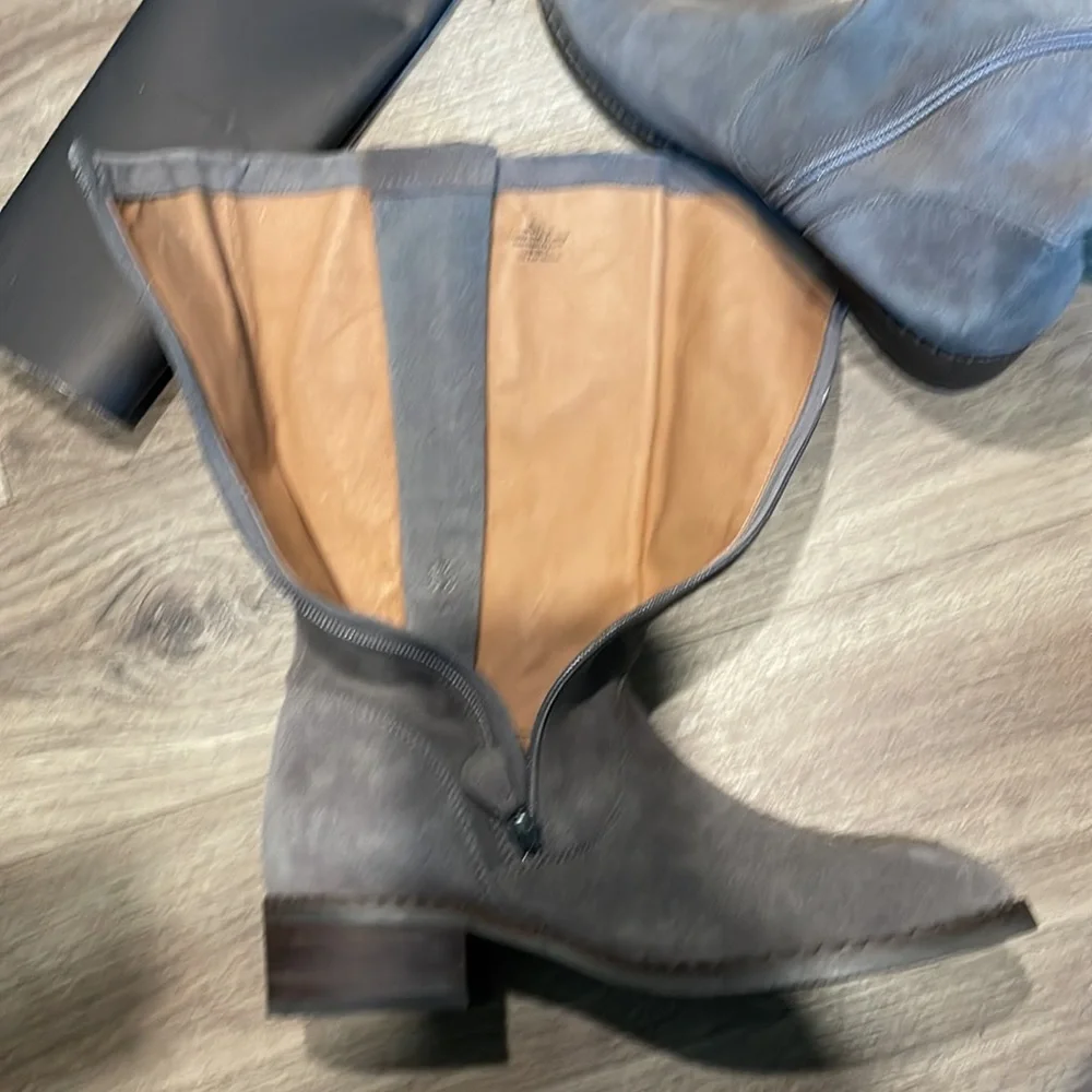 Gentle Souls Suede Mid Calf Boots - Brian Concrete Suede Gray Women's. - Picture 9 of 11